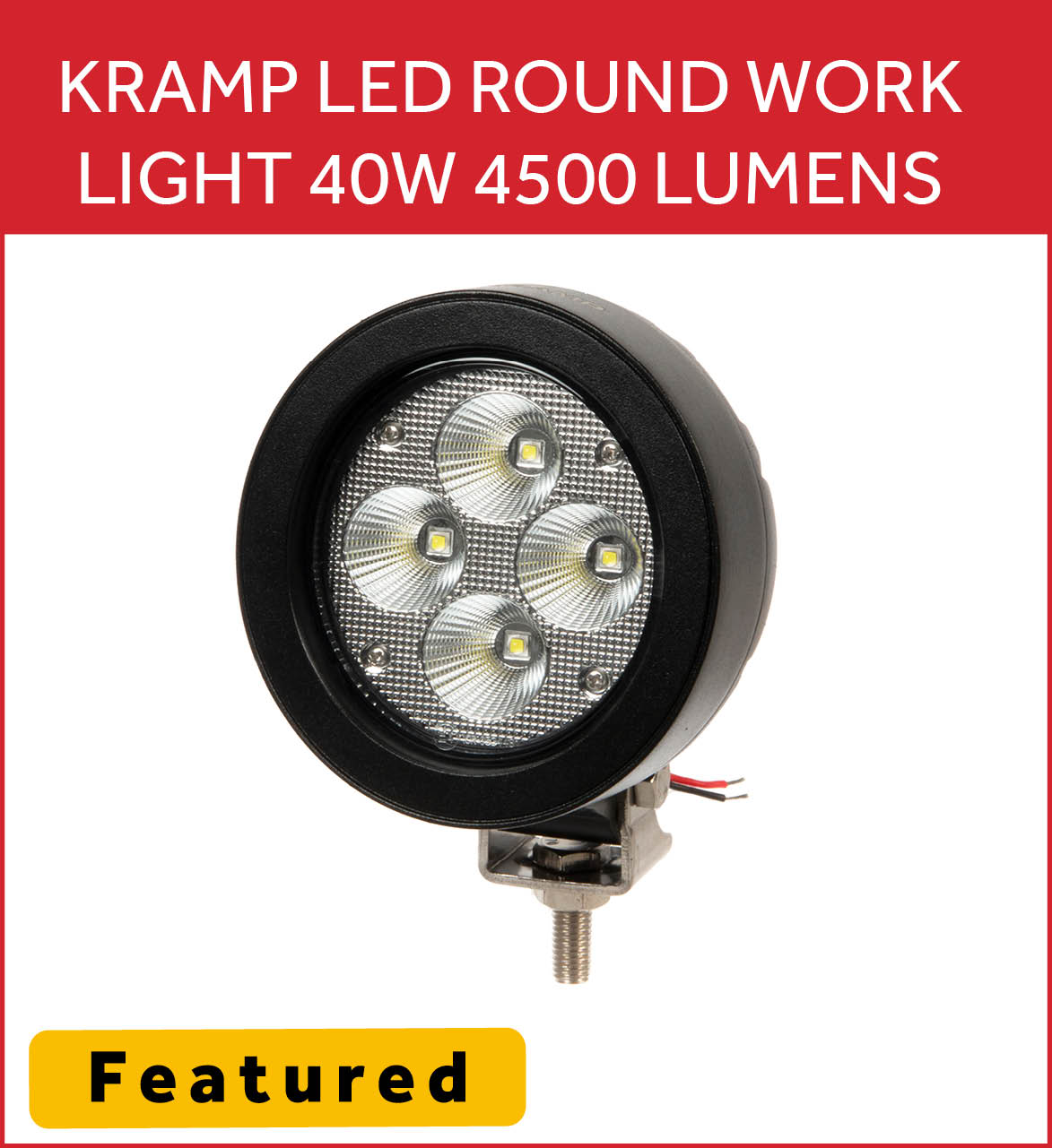 KRAMP LED Round Work Light 40W 4500lm 12/24V